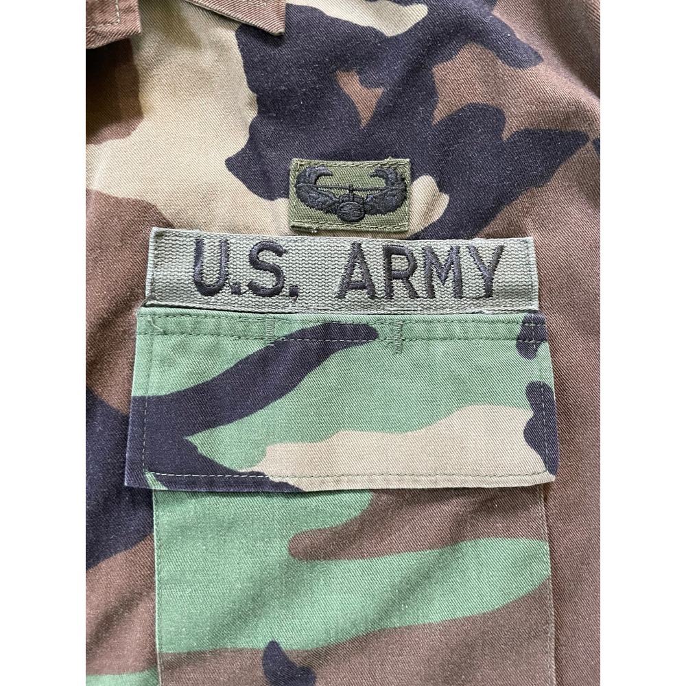 US Army Mens Medium Long BDU Jacket Camo Woodland 1st Infantry Division Patches - Picture 11 of 16